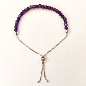 Sterling silver and amethyst adjustable bracelet